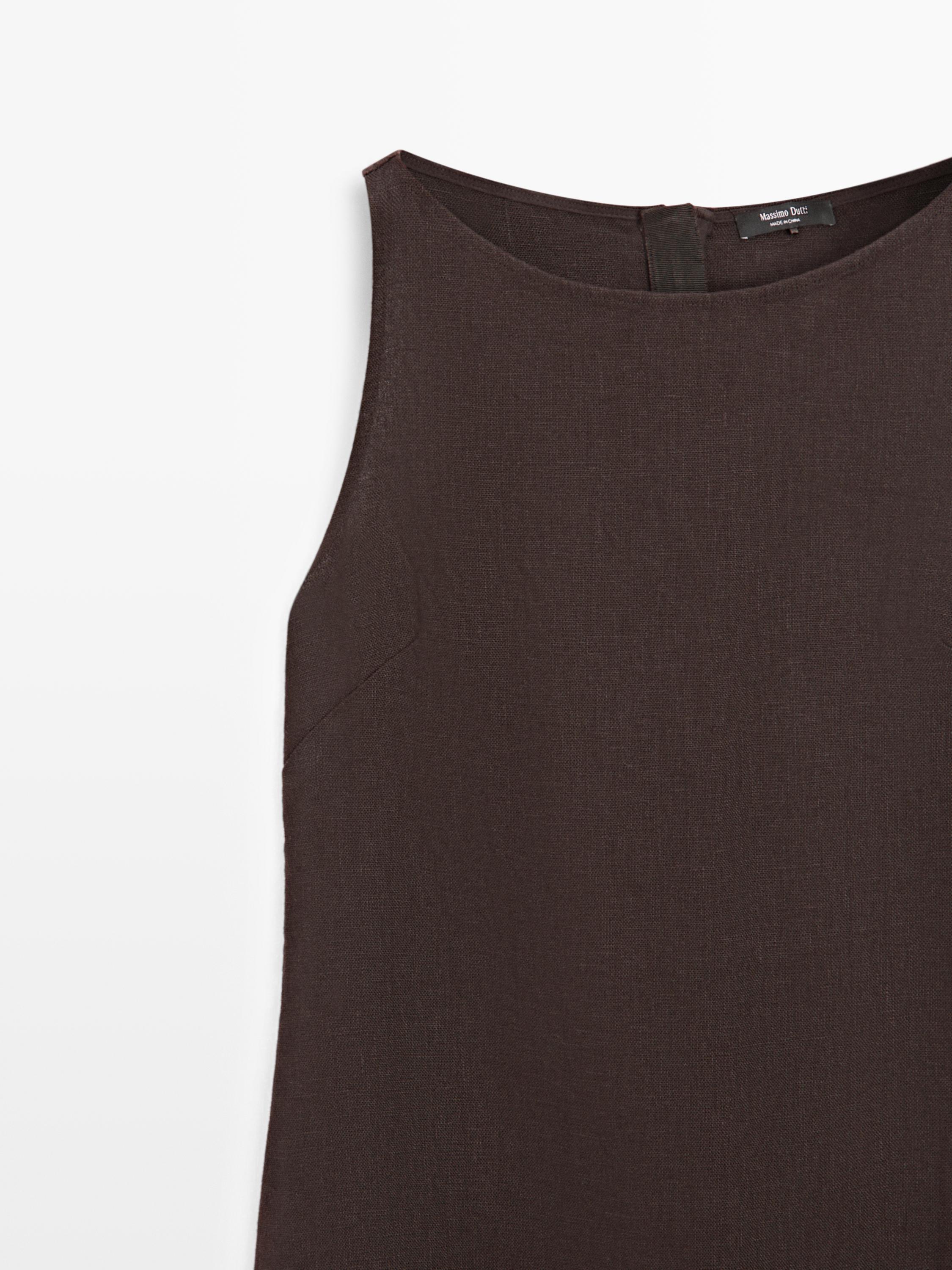 Robe midi encolure américaine lin